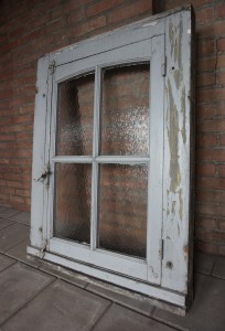 Antiek, houten, kozijn, raam, mat, glas, apart, beslag, oude, brouwerij